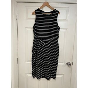 Mossimo Stretch Tank Dress Contrasting Stripe Sleeveless Bodycon Black White XXL
